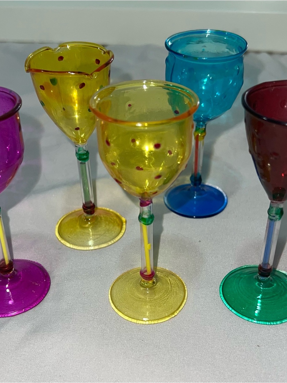 Vintage "Venezia" multi-color cordial stem glasses (set of 5)